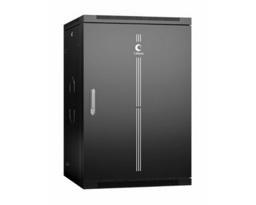 Cabeus SH-05F-18U60/45m-R-BK Шкаф телекоммуникационный настенный разобранный 19" 18U 600x450x901mm (ШхГхВ) дверь металл, цвет черный (RAL 9004)