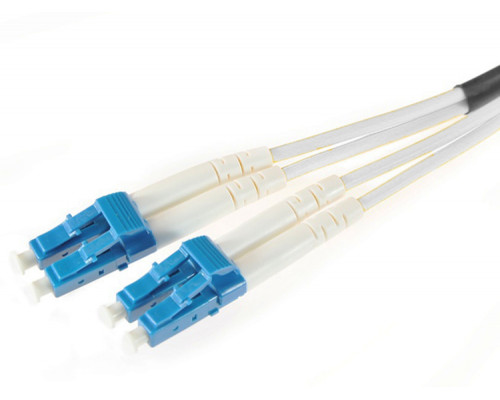 Комм. шнур оптический Hyperline, Duplex LC/LC (UPC), OS2 9/125, LSZH, 5м, Ø 2мм, синий хвостовик, цвет: белый