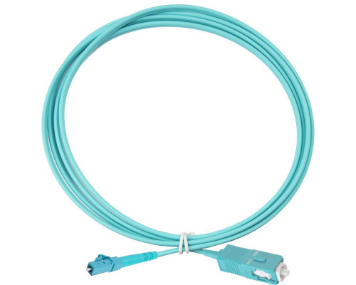 Комм. шнур оптический Eurolan Tight Buffer, Simplex SC/LC, OM3 50/125, LSZH (нг(A)-HF), 15м, бирюзовый  хвостовик, цвет: бирюзовый