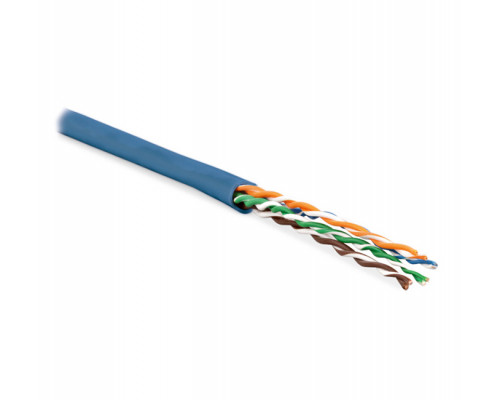Кабель витая пара Hyperline UUTP4-C5E-P24-IN-PVC, PVC, U/UTP, кат. 5е, проводник Ø 0,61мм, 305м, тип прокладки: внутри зданий, цвет: синий