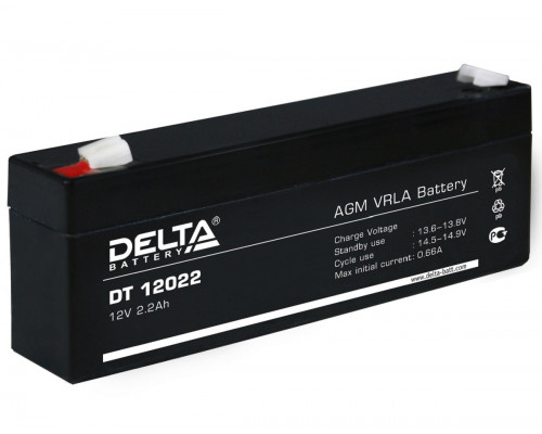 Аккумулятор для ИБП Delta Battery DT, 66х35х178 мм (ВхШхГ),  Необслуживаемый свинцово-кислотный,  12V/2,2 Ач, цвет: чёрный, (DT 12022)
