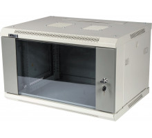 Шкаф телекоммуникационный настенный TWT PRO, 19&quot;, 12U, 635х600х600 мм (ВхШхГ), дверь: стекло, разборный, цвет: серый