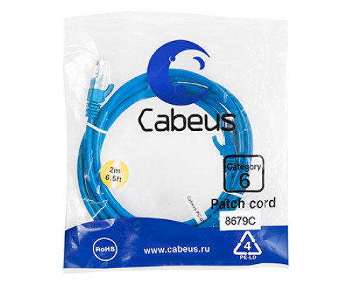Патч-корд Cabeus PC-UTP-RJ45-Cat.6-2m-BL Кат.6 2 м синий