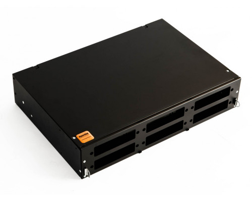 Бокс оптический Hyperline, портов: 48, FC, ST, SC, duplex LC, 2U, 465х565х465 мм (ВхШхГ), цвет: чёрный, (FO-19V-2U-6xSLT-W130H30-48UN-BK)