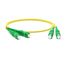Комм. шнур оптический Hyperline, Duplex SC/SC (APC), OS2 9/125, LSZH, 1м, Ø 2мм, зелёный хвостовик, цвет: жёлтый