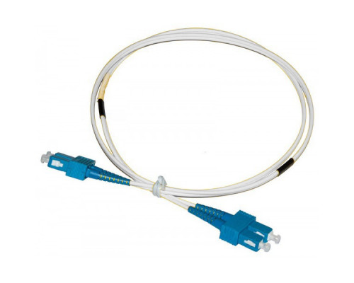 Комм. шнур оптический Hyperline, Duplex SC/SC (UPC), OS2 9/125, LSZH, 2м, Ø 2мм, синий хвостовик, цвет: белый