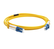 Комм. шнур оптический Lanmaster, Duplex LC/LC (UPC/UPC), OS2 9/125, LSZH, 20м, синий хвостовик, цвет: жёлтый