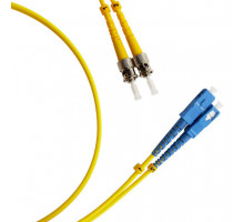 Комм. шнур оптический Hyperline, Duplex SC/ST (UPC/UPC), OS2 9/125, LSZH, 25м, Ø 2мм, синий хвостовик, цвет: жёлтый
