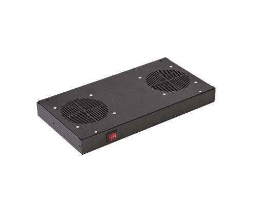 Вентиляторный модуль SILART SVB, 12V, 19", 1U, 45х415х220 мм (ВхШхГ), вентиляторов: 2, 48 дБ, поток: 386 м3/ч, для шкафов и стоек, цвет: чёрный