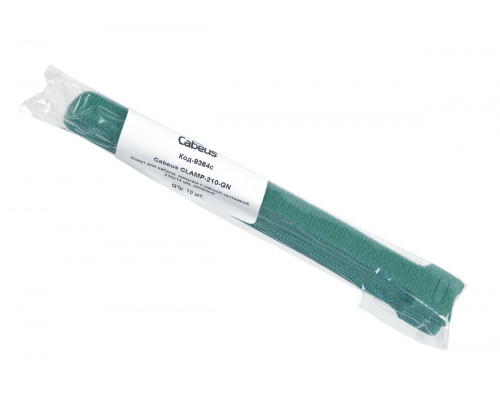 Cabeus CLAMP-210-GN Хомут для кабеля, липучка с мягкой застежкой, 210x14 мм, зеленый (10 шт.)