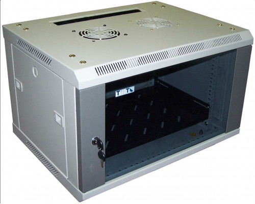 Шкаф телекоммуникационный настенный TWT PRO, 19&quot;, 18U, 901х600х450 мм (ВхШхГ), дверь: стекло, разборный, цвет: серый