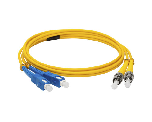 Комм. шнур оптический Lanmaster, Duplex ST/SC (UPC), OS2 9/125, LSZH, 1,5м, синий хвостовик, цвет: жёлтый