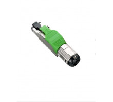 Коннектор Hyperline PLUE-8P8C-S-C6A-SH, RJ45(8p8c), кат. 6A, экр., для одножильного кабеля, цвет: зелёный, toolless, накручивающийся хвостовик