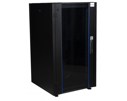 Шкаф телекоммуникационный напольный Datarex, IP20, 22U, 1121х600х600 мм (ВхШхГ), дверь: стекло, боковая панель: сплошная съемная, разборный, цвет: чёр