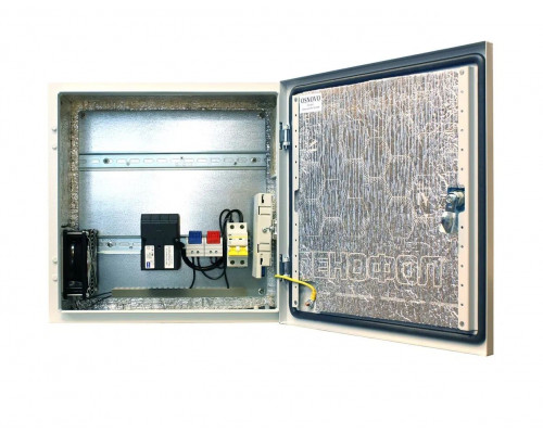 Шкаф уличный всепогодный укомплектованный настенный OSNOVO, IP66, корпус: сталь листовая, 400х400х210 мм (ВхШхГ), цвет: серый