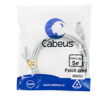 Патч-корд Cabeus PC-UTP-RJ45-Cat.5e-2m-LSZH Кат.5е 2 м серый