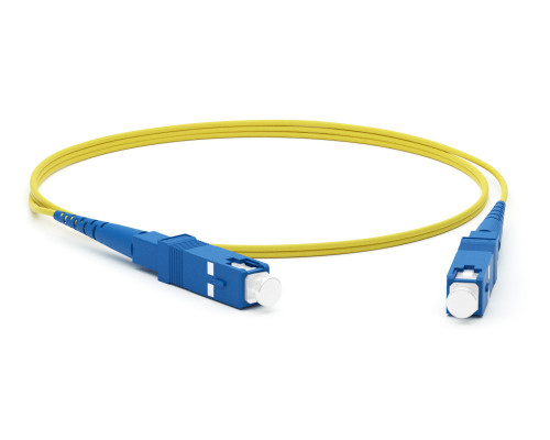 Комм. шнур оптический Hyperline, Simplex SC/SC (UPC), OS2 9/125, LSZH, 1м, Ø 2мм, синий хвостовик, цвет: жёлтый