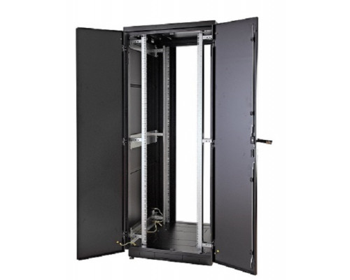 Шкаф телекоммуникационный напольный Eurolan S3000, IP20, 22U, 1140х800х1000 мм (ВхШхГ), дверь: металл, боковая панель: сплошная, разборный, цвет: чёрн