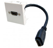 Вставка Lanmaster, 1х HDMI (Type A), 45х45 мм (ВхШ), плоская, с удлинительным кабелем, цвет: белый (LAN-SIP-23HDMI-WH)