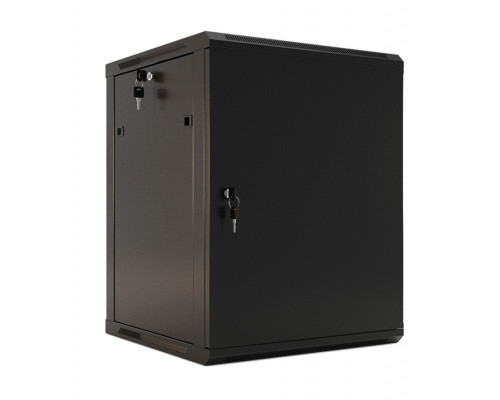 Шкаф телекоммуникационный настенный Hyperline TWB, 19&quot;, 12U, 650х600х450 мм (ВхШхГ), дверь: металл, разборный, цвет: чёрный