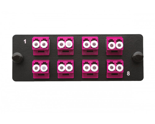 Планка Eurolan Q-SLOT, OM4 50/125, 8 х LC, Duplex, предустановлено 8, для слотовых панелей, цвет адаптеров: пурпурный, монтажные шнуры, КДЗС, цвет: чё