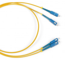 Комм. шнур оптический Hyperline, Duplex SC/SC (UPC), OS2 9/125, LSZH, 50м, Ø 2мм, синий хвостовик, цвет: жёлтый