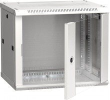 Шкаф навесной ITK LINEA W, 19&quot;, 6U, 370х600х600 мм (ВхШхГ), дверь: стекло, разборный, цвет: серый