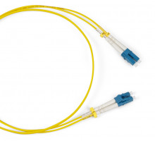 Комм. шнур оптический Hyperline, Duplex LC/LC (UPC), OS2 9/125, LSZH, 20м, Ø 2мм, синий хвостовик, цвет: жёлтый