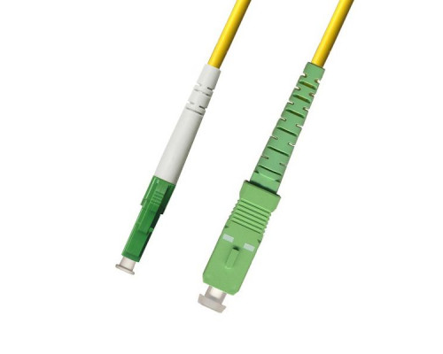 Комм. шнур оптический Hyperline, Simplex LC/SC (APC), OS2 9/125, LSZH, 2м, Ø 2мм, зелёный хвостовик, цвет: жёлтый