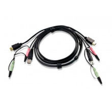 Шнур ввода/вывода Aten, USB (Type A), 1.8 м, аудиоштекер 3,5 мм, (2L-7D02UH)