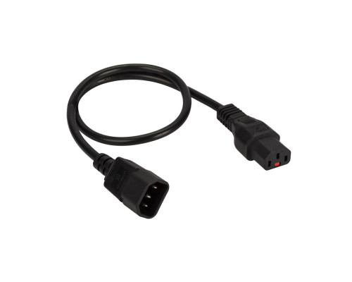 Шнур для блока питания Lanmaster, IEC 60320 С13, вилка IEC 60320 С14, 1 м, 10А, с защитой подключения, цвет: чёрный