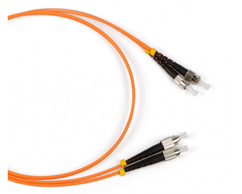 Комм. шнур оптический Hyperline, Duplex FC/ST, OM1 62,5/125, LSZH, 3м, Ø 2мм, серый хвостовик, цвет: оранжевый