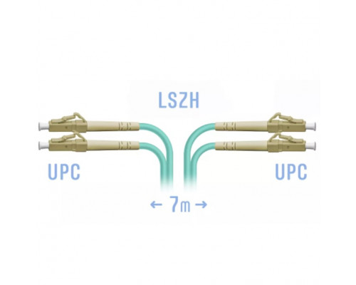 Патчкорд оптический BOUZ, LC/UPC, MM (OM4), Duplex, 7 метров, LSZH 3мм