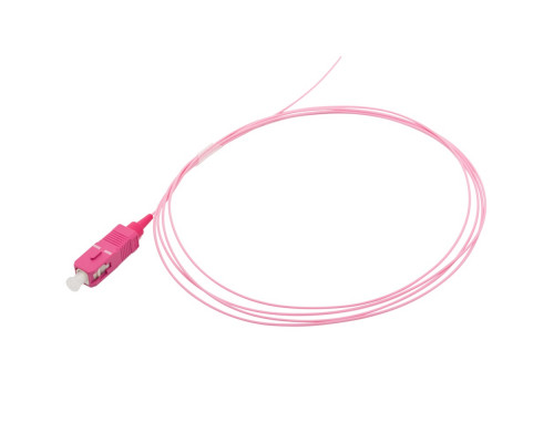 Пигтейл Lanmaster, SC/PC, OM4 50/125, 1,5м, красный хвостовик, цвет: розовый