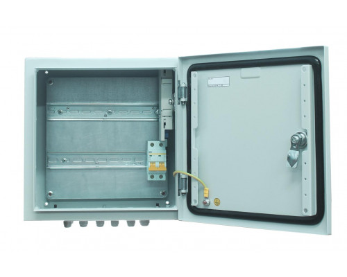 Шкаф уличный всепогодный укомплектованный настенный OSNOVO, IP66, корпус: сталь листовая, 300х300х210 мм (ВхШхГ), цвет: серый
