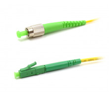 Комм. шнур оптический Hyperline, Simplex FC/LC (APC), OS2 9/125, LSZH, 1м, Ø 2мм, зелёный хвостовик, цвет: жёлтый