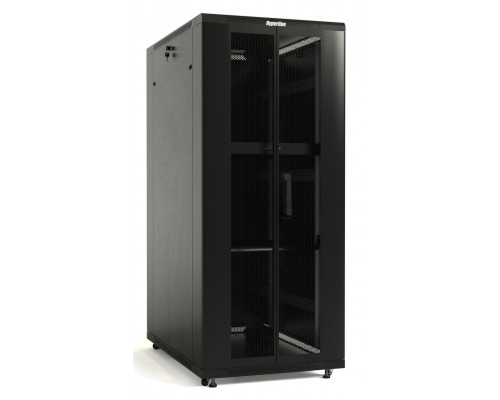 Шкаф серверный напольный Hyperline TTB, IP20, 32U, 1610х800х800 мм (ВхШхГ), дверь: двойная распашная, перфорация, боковая панель: сплошная, разборный,