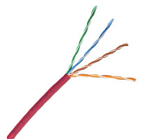 Кабель витая пара BNH, LSZH (нг(A)-HF), U/UTP, кат. 5е, проводник Ø 0,51мм, 305м, коробка, тип прокладки: внутри зданий, цвет: красный