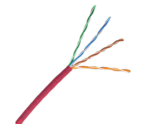 Кабель витая пара BNH, LSZH (нг(A)-HF), U/UTP, кат. 5е, проводник Ø 0,51мм, 305м, коробка, тип прокладки: внутри зданий, цвет: красный