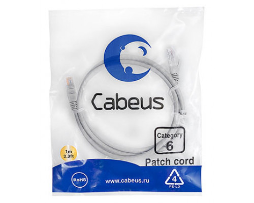 Патч-корд Cabeus PC-UTP-RJ45-Cat.6-1m Кат.6 1 м серый