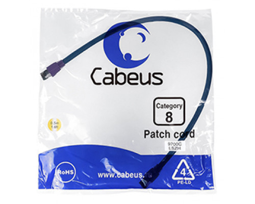 Патч-корд Cabeus PC-SSTP-RJ45-Cat.8-0.5m-LSZH Кат.8 0.5 м серый