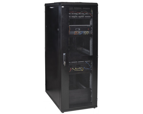Шкаф серверный напольный ITK LINEA S, IP30, 42U, 2025х800х1000 мм (ВхШхГ), дверь: перфорация, боковая панель: сплошная съемная, разборный, цвет: чёрны