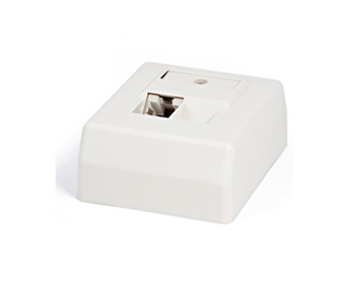 Розетка в сборе Hyperline, 1x RJ45, кат. 5е, экр., внешняя, 65х80 мм (ВхШ), цвет: белый, (SB-GTS1-8P8C-C5E-SH-WH)
