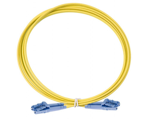 Комм. шнур оптический Eurolan Tight Buffer, Duplex LC/LC, OM3 50/125, LSZH (нг(A)-HF), 7м, синий хвостовик, цвет: жёлтый