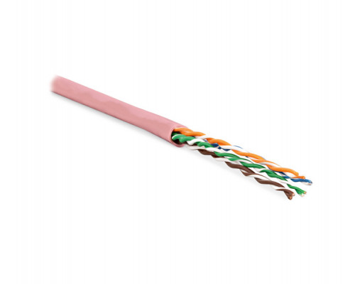 Кабель витая пара Hyperline UUTP4-C5E-P24-IN-PVC, PVC, U/UTP, кат. 5е, проводник Ø 0,61мм, 305м, тип прокладки: внутри зданий, цвет: розовый