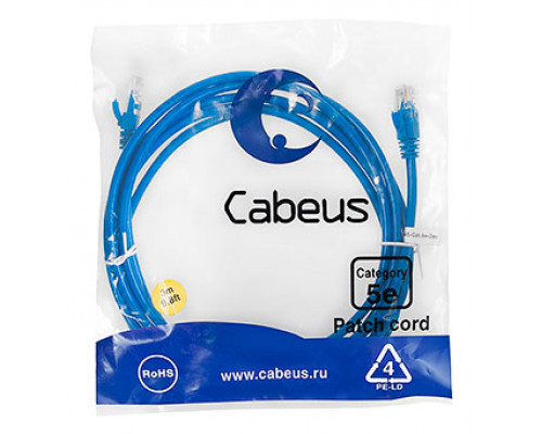 Патч-корд Cabeus PC-UTP-RJ45-Cat.5e-3m-BL Кат.5е 3 м синий