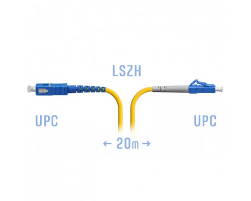 Патчкорд оптический BOUZ, LC/UPC-SC/UPC, SM, Simplex, 20 метров, LSZH 3 мм