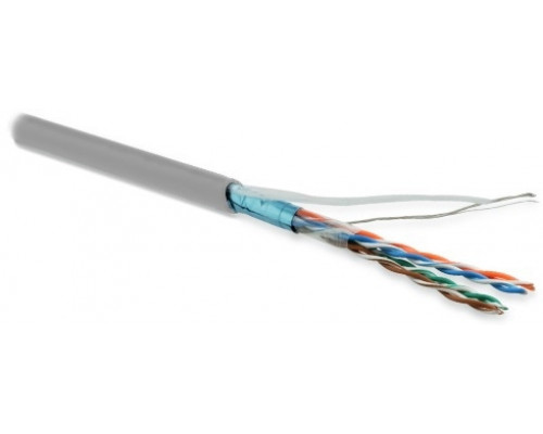 Кабель витая пара Hyperline, LSZH (нг(A)-HF), F/UTP, кат. 5е, проводник Ø 0,93мм, 305м, бухта, тип прокладки: внутри зданий, цвет: серый