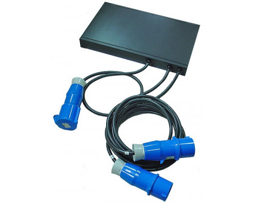 Блок силовых розеток Eurolan, IEC 309 32A 2P+E х 2, вход IEC 320 C13, шнур 3 м, 44х265х432 мм (ВхШхГ), 32А, чёрный, длина шнура 0,9 м выходного