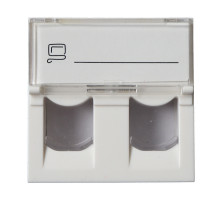 Лиц. панель розеточная BNH, 2х Keystone Jack, 45х45 мм (ВхШ), плоская, цвет: белый (B200.2-45x45-FB)